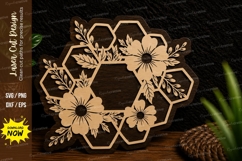 Floral Honeycomb Frame Laser Cut SVG Design floral honeycomb Product Image 1
