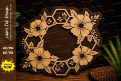 Floral Honeycomb Wreath Laser Cut SVG Design floral honeycom Product Image 1