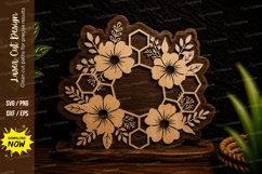 Floral Honeycomb Round Frame Laser Cut SVG Design floral Product Image 1
