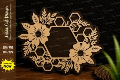 Hexagon Floral Corner Frame Laser Cut SVG Design hexagon Product Image 1