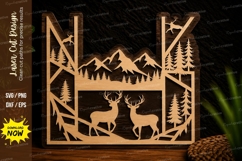Monogram Deer Forest Landscape Laser Cut SVG Design deer Product Image 1