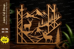Mountain Deer Wilderness Monogram Laser Cut SVG Design mount Product Image 1