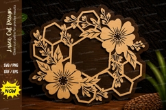 Floral Honeycomb Bird Wreath Laser Cut SVG Design floral Product Image 1
