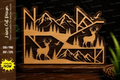 Geometric Deer Mountain Forest Laser Cut SVG Design geometri Product Image 1