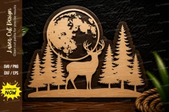 Full Moon Deer Forest Landscape Laser Cut SVG Design Product Image 1