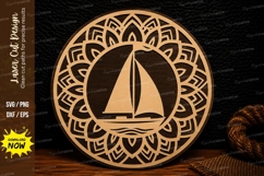 Mandala Sailboat Round Laser Cut SVG Design mandala sailboat Product Image 1