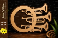 Trumpet Music Circle Laser Cut SVG Design trumpet music svg, Product Image 1