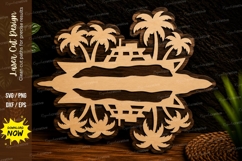 Tropical Island Monogram Frame Laser Cut SVG Design tropical Product Image 1