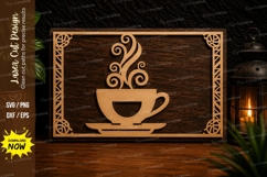 Coffee Cup Decorative Frame Laser Cut SVG Design coffee cup Product Image 1