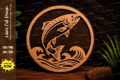 Jumping Fish Circle Laser Cut SVG Design jumping fish svg Product Image 1