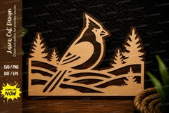 Cardinal Bird Forest Landscape Laser Cut SVG Design cardinal Product Image 1