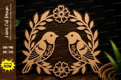 Love Birds Floral Wreath Laser Cut SVG Design love birds Product Image 1