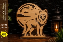 Moonlit Wolf Forest Laser Cut SVG Design moon wolf svg, wolf Product Image 1