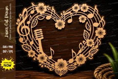 Floral Music Heart Frame Laser Cut SVG Design music heart Product Image 1