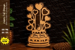 Birthday Cake with Hearts Laser Cut SVG Design birthday cake Product Image 1
