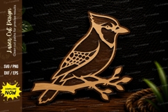 Blue Jay Bird on Branch Laser Cut SVG Design blue jay svg, Product Image 1