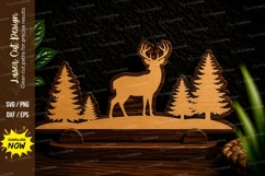 Standing Deer Forest Landscape Laser Cut SVG Design standing Product Image 1