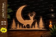 Moonlit Deer Forest Laser Cut SVG Design moon deer svg Product Image 1