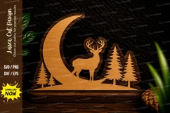 Crescent Moon Buck Forest Laser Cut SVG Design buck moon svg Product Image 1