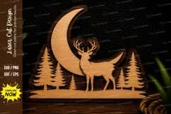 Crescent Moon Stag Forest Laser Cut SVG Design crescent stag Product Image 1