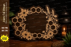 Wildflower Honeycomb Monogram Frame Laser Cut SVG Design wil Product Image 1