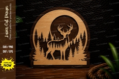 Moonlit Buck Forest Arch Laser Cut SVG Design moon deer arch Product Image 1