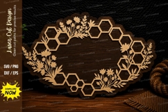 Honeycomb Wildflower Monogram Frame Laser Cut SVG Design hon Product Image 1