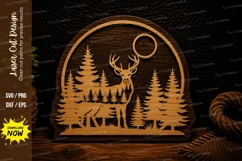 Moonlit Deer Woodland Circle Laser Cut SVG Design moon fores Product Image 1