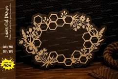Honeycomb Wildflower Monogram Frame Laser Cut SVG Design hon Product Image 1