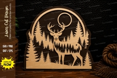 Moonlit Buck Woodland Circle Laser Cut SVG Design moon buck Product Image 1