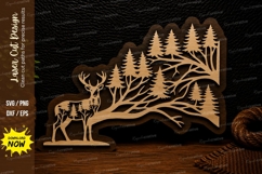Deer Forest Tree Silhouette Laser Cut SVG Design deer forest Product Image 1