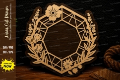 Geometric Wildflower Hexagon Frame Laser Cut SVG Design geom Product Image 1