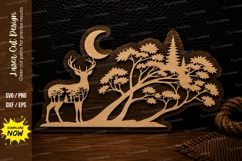 Crescent Moon Woodland Deer Laser Cut SVG Design crescent Product Image 1