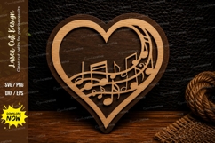 Heart Music Staff Laser Cut SVG Design heart music staff svg Product Image 1