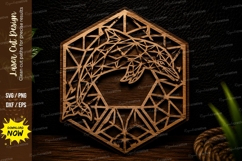 Geometric Dolphin Hexagon Laser Cut SVG Design dolphin svg, Product Image 1