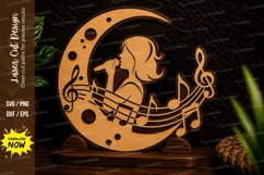 Moon Music Girl Silhouette Laser Cut SVG Design moon music Product Image 1