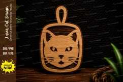 Cute Cat Face Ornament Laser Cut SVG Design cat ornament svg Product Image 1