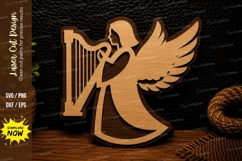 Angel with Harp Laser Cut SVG Design angel harp svg, angel Product Image 1