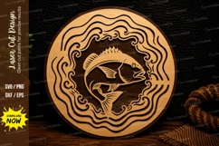 Jumping Fish Mandala Circle Laser Cut SVG Design fish mandal Product Image 1