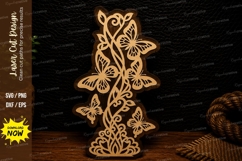 Floral Cat Silhouette Laser Cut SVG Design floral cat svg Product Image 1