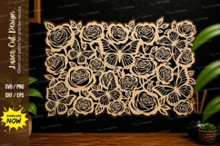 Rose Floral Laser Cut Wall Art, rose floral laser cut file Product Image 1