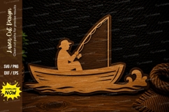 Fishing Boat Angler Laser Cut SVG Design fishing boat svg, Product Image 1
