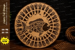 Mandala Fish Circle Laser Cut SVG Design fish mandala svg, Product Image 1