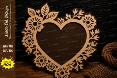 Floral Heart Frame Laser Cut SVG Design floral heart frame Product Image 1