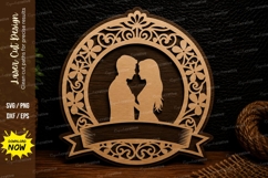 Wedding Couple Circle Frame Laser Cut SVG Design wedding cou Product Image 1