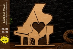 Grand Piano Heart Laser Cut SVG Design piano svg, grand pian Product Image 1