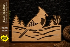 Perched Cardinal Nature Scene Laser Cut SVG Design cardinal Product Image 1