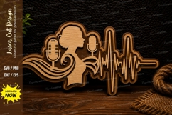 Podcast Soundwave Logo Laser Cut SVG Design podcast svg, sou Product Image 1