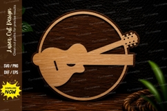 Acoustic Guitar Round Laser Cut SVG Design guitar svg, acous Product Image 1