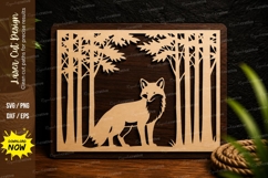 Fox Forest Frame Laser Cut SVG Design fox frame svg, woodlan Product Image 1